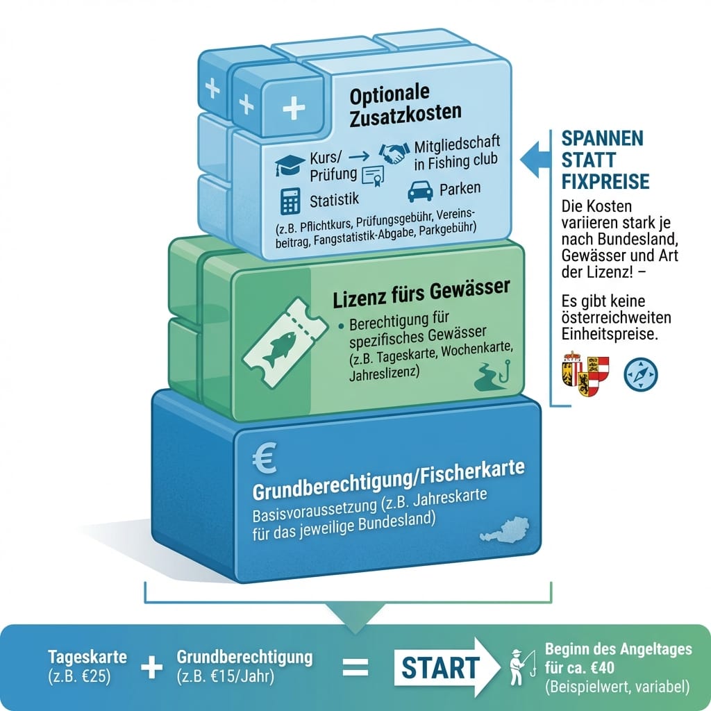 Angelschein Österreich Kosten: typische Kostenbausteine als Infografik