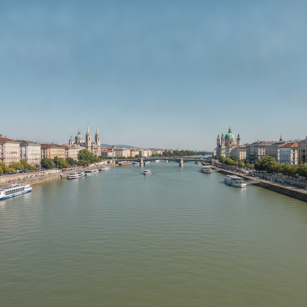Donau in Wien mit Kirchtürmen und historischem Hintergrund – ein urbanes Angelrevier